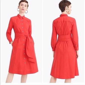 JCrew Tie Waist Dress in Red
